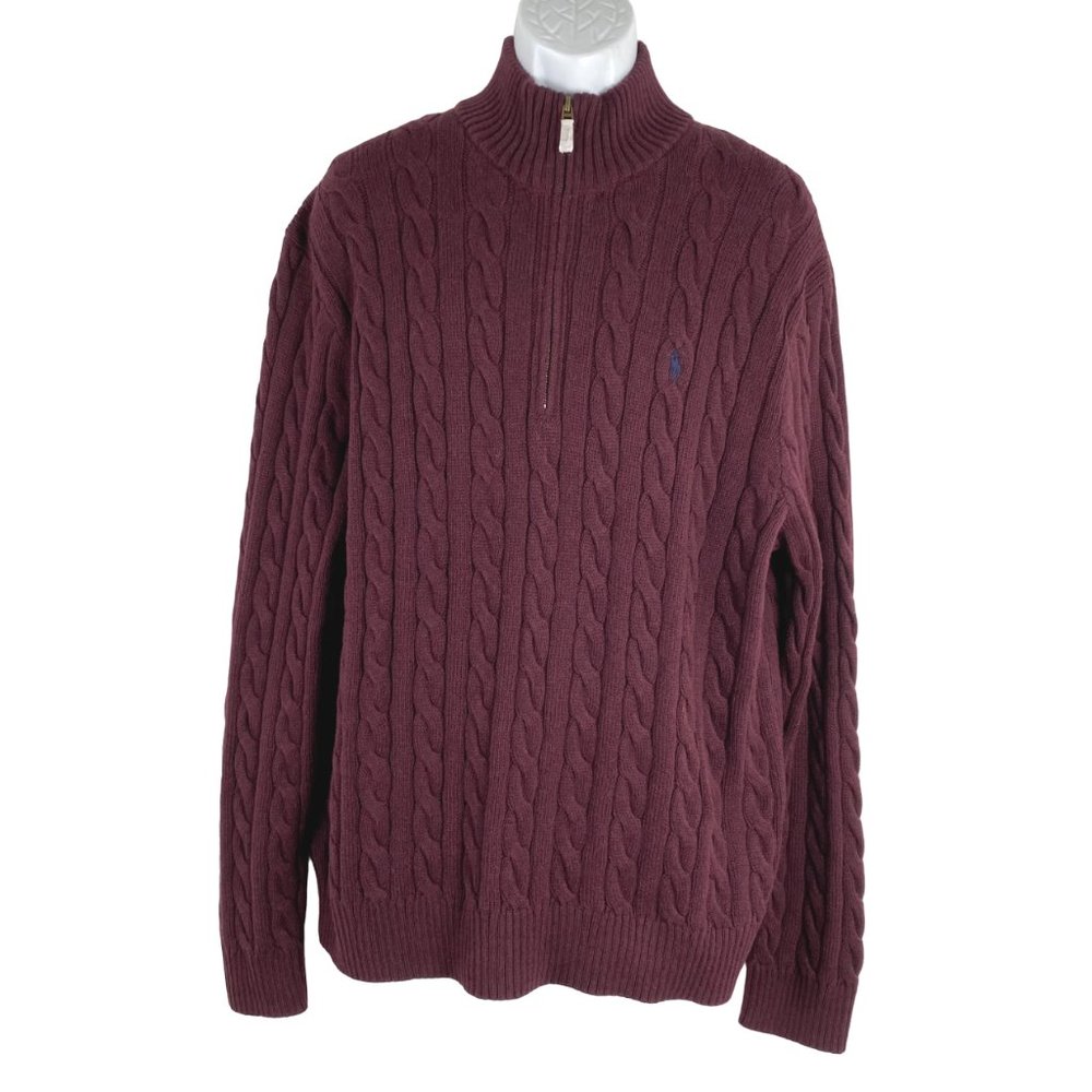 Polo Ralph Lauren Sweater Men's 2XL Cable Knit Cotton Half Zip Cotton NWT